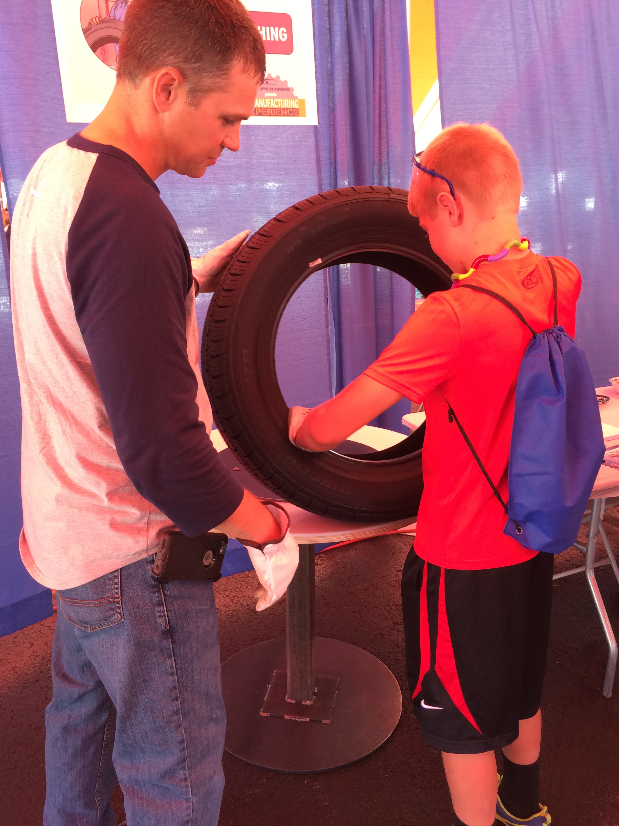 Mason Richards practicing inspecting a tire!