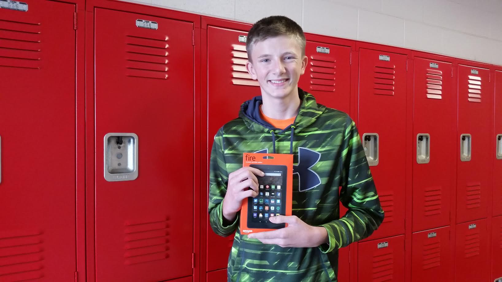 Robbie Crossman was chosen as the winner of the Kindle Fire presented by the Explorers program at the Manufacturing Experience.