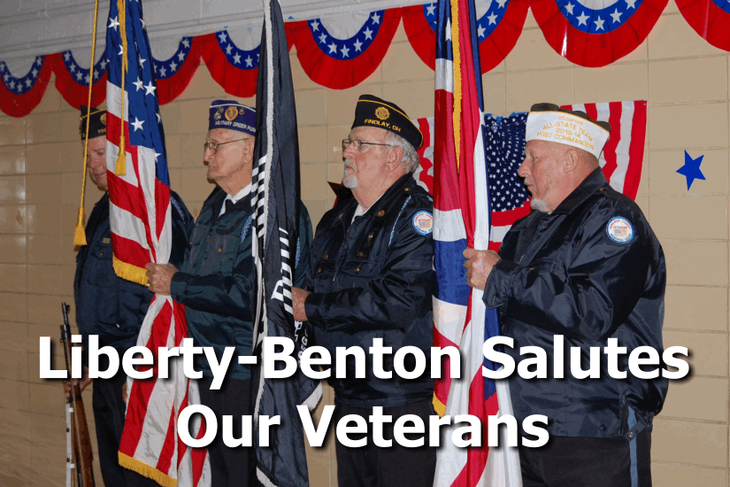 Veterans holding flags